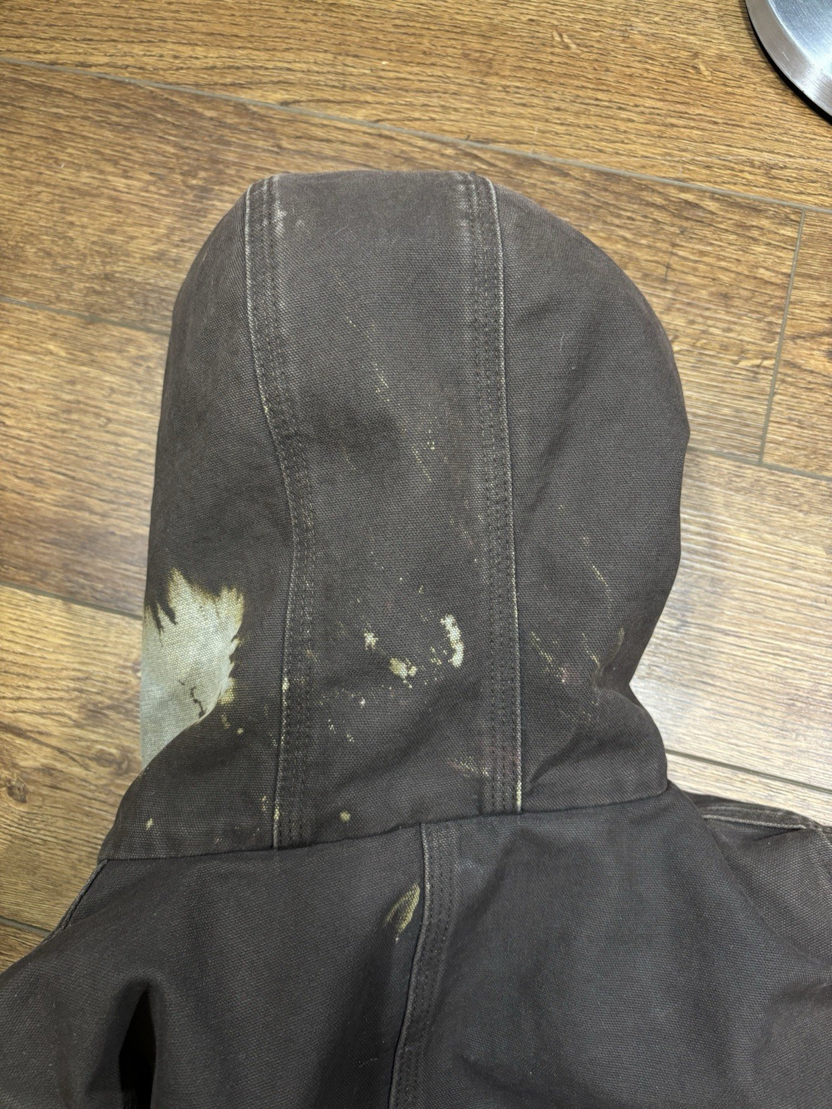 Vintage Carhartt Distressed Brown Full Zip Hooded Detroit Jacket Sz Large J141DK thumbnail 10