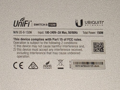 Ubiquiti UniFi 8-Port GB Managed PoE Switch with 2 SFP Ports (US-8-150W) w/Ears - Photo 5/5