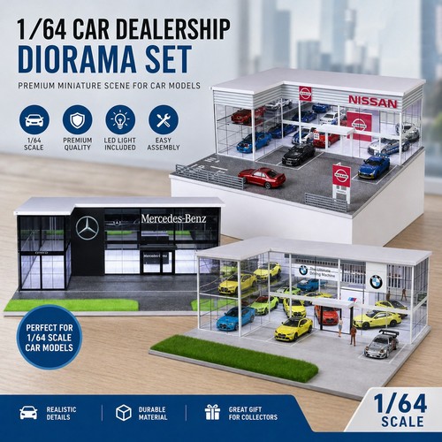 Diorama 1/64 Car Garage Model LED Street Building Store Collection Hobby Gift US