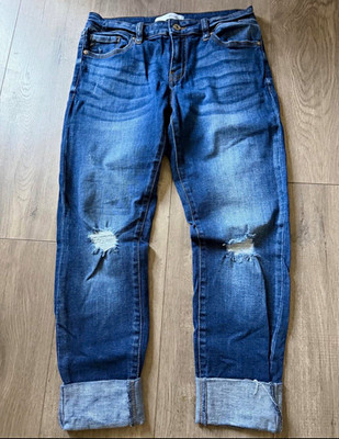 KanCan Womens Blue Distressed Skinny Jeans Slim Fit Mid Rise Medium Wash