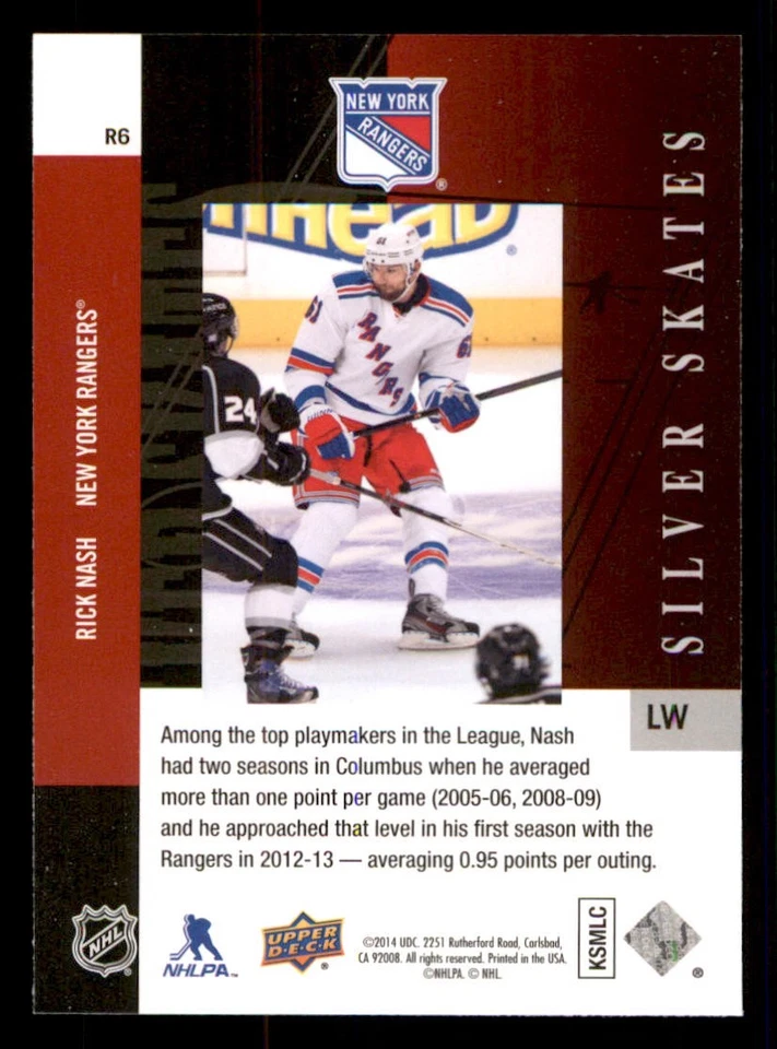 2013-14 SP Authentic 1993-94 SP Retro Silver Skates #R6 Rick Nash - Image 2 of 2