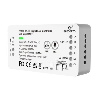 GLEDOPTO ESP32 WLED LED Controller with Mic Microphone UART Download DIY Musi...