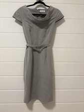 Calvin Klein Dress 2 Gray Career Belted Cap Sleeve Professional Excellent