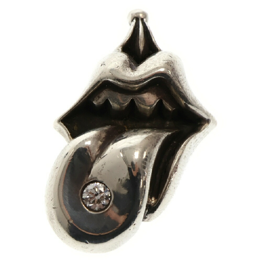 Chrome Hearts Lips Tongue Charm 1 Diamond Lip And Silver Chrome Hearts Lips Tongue Charm 1 Diamond Lip And Silver