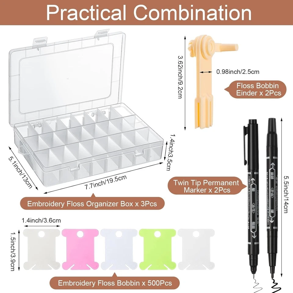507 Pcs Embroidery Floss Organizer Kit - Colorful Storage Solution for Crafters - Image 4 of 4