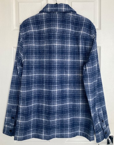 NUEVA M&S Para Hombres Mediana Azul Mezcla Cuadros Sobrecamisa Con Lana Talla S - Imagen 2 de 3