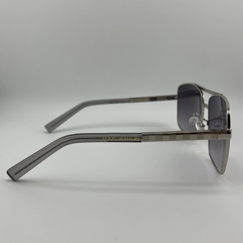 Gafas de sol Louis Vuitton Pilot Attitude Z0259U Damier plateadas usadas auténticas Foto 2 de 4