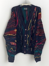 Vtg COOGI Australia Cardigan Cosby Colorful Knit Button Up Sweater Rare Western