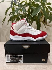 Jordan Air Jordan 11 Retro PS White Red Logo High Top Boys Sneaker Size 2Y