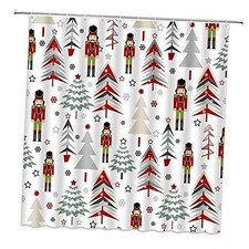 Christmas Tree Shower Curtain The 70"W x 70"L Pack of 1 Red Gray