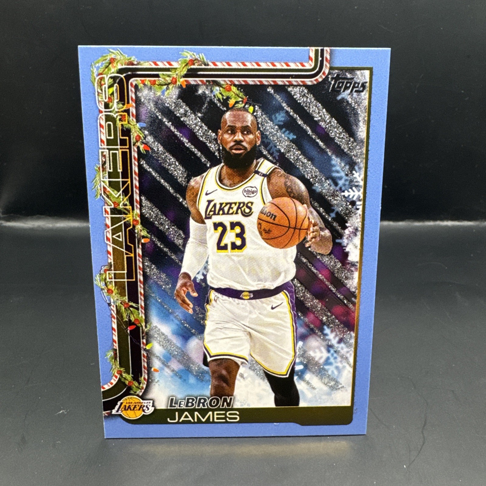 LeBron James 2025-2026 Topps Holiday Light Blue and White Glitter #H119 Lakers