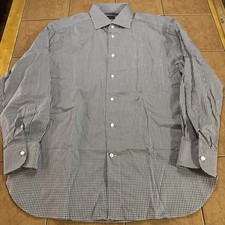 Ermenegildo Zegna Su Misura Brown White Gingham Plaid Checks Men's Shirt Sz Med