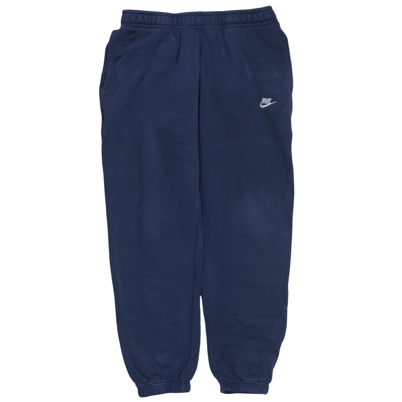 Nike Mens Joggers Navy Blue Fleece Elastic Waist Cuffed Track Sweatpants Logo L