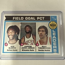 ABDUL-JABBAR 1974-75 Topps NBA Field Goal Pct Leaders Basketball card #146 LOOK