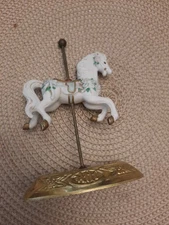 Vintage  House of Lloyd Porcelain Carousel Horse Figurine 1990 Blue Ribbons