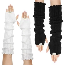 2PCS Arm Warmers for Long Sleeve Fingerless, Y2K Arm Covers for Women, Knit 
