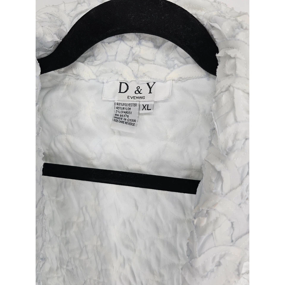 D & Y Evenings Womens Sz XL Open Front Blazer Jacket White Textured - Image 3 of 4