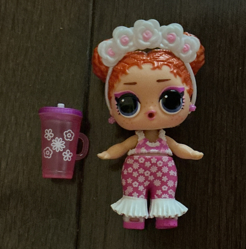 L.O.L. Surprise! 3in Girl Fashion Doll Curly Red Hair Big Eyes w/ Pink Cup