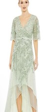 MAC DUGGAL 93681 Sage Green Sequin Butterfly Sleeve High Low Dress sz.6 NWT $498