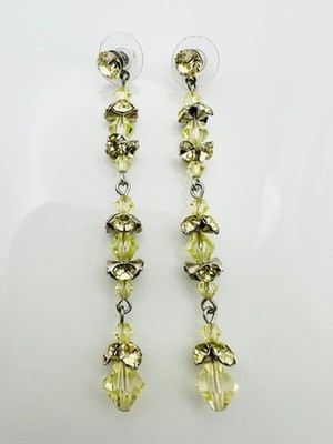 Lime green Swarovski Crystal long Earrings