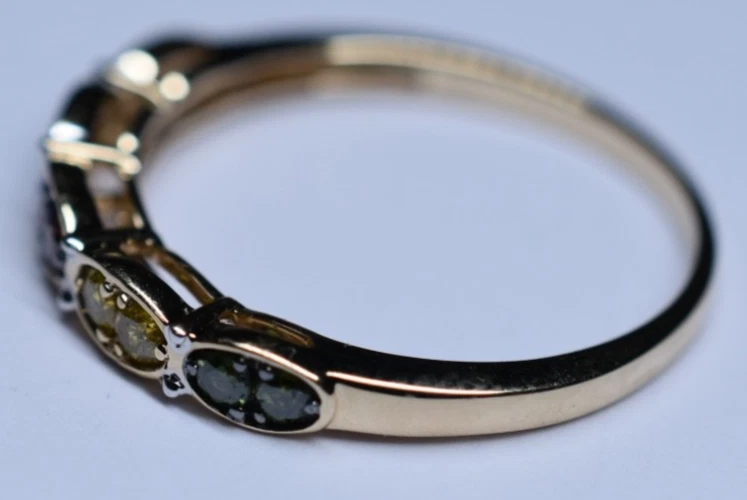 Anillo Banda Diamante Arco Iris Oro 10k Talla 9.25 Naranja Amarillo Verde Azul .5 ct TDW Foto 3 de 4