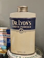 Vintage DR LYON's TOOTH POWDER Advertising TIN Dental Dentist Office USA 1950s