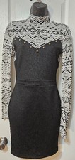 Sugar Bodycon Sweater Dress Medium Gray Fair Isle Winter Chic