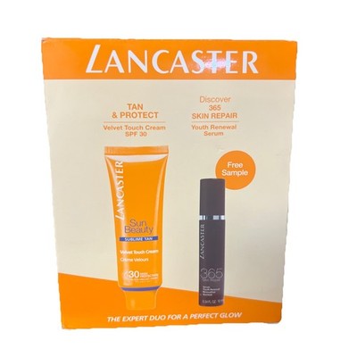 LANCASTER  Velvet Touch Sun Cream SPF30 50ml + 365 Skin Repair Serum 10ml BOXED