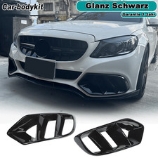 Glanz Schwarz Front Lufteinlässe Entlüftung Gril Air Vent Für Mercedes W205 C250