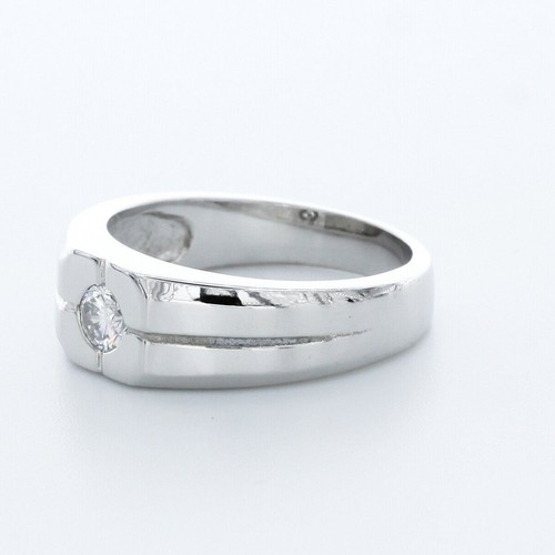 0.33ct D VS2 Round Cut Earth Mined Certified Diamond 18K Gold Classic Men's Ring - Picture 3 of 8