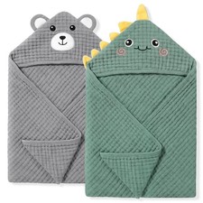 4PCS Muslin Baby Bath Towels Set Hooded Towels and Washcloths Cotton Set