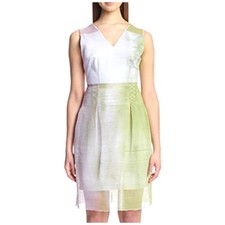 NWT $498 ELIE TAHARI ALLY Women's MESH DRESS With REMOVABLE SKIRT Citrus Green 8