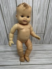 Vintage Caucasian Baby Doll Green Eyes Vinyl 9 Inch Hole In The Back See Photos