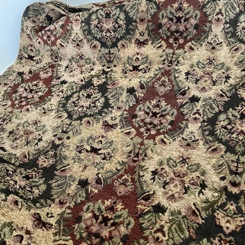 HEMPSTEAD 95"L Drapery Panels Tapestry Green Beige Burgundy tan Floral  2 pc new
