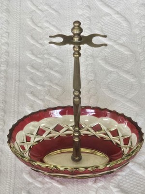 VAL SAINT LAMBERT (VSL) CRANBERRY CUT TO VASELINE CANARY URANIUM WATCH HOLDER
