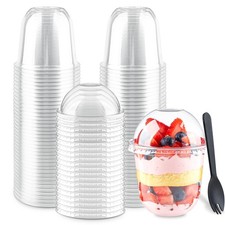 Zezzxu 50 Pack 12 oz Plastic Dessert Cups with Dome Lids No 12 oz, Clear