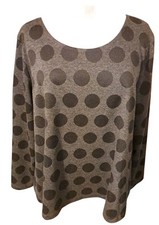 Bryn Walker Shirt Womens Large Gray Black Minimalist Dot Art to Wear Made in USA