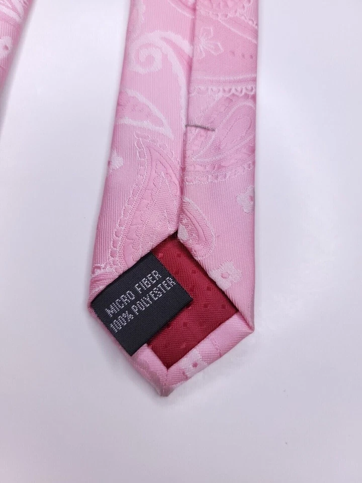 Corbata formal para hombre Laurant Bennet 64"Lx3,75"W corbata de cuello rosa Foto 4 de 4