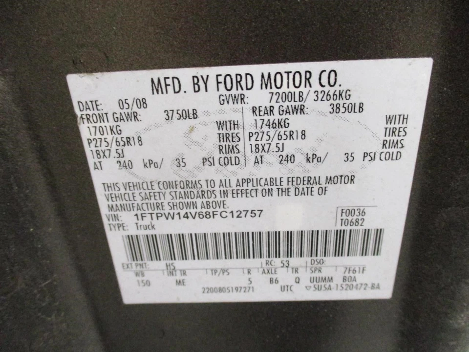 Ford F-150 2008 ECM 4L3Z19E624AA 7440 — 第 4/4 张图片