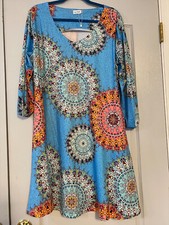Women's Leo Rosi Sky Blue Mandala Print Dress - Plus Size XL