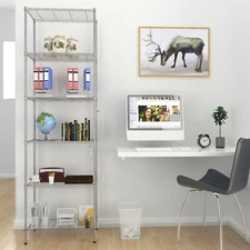 11.5"D x 21"W x 63"H Metal Shelf 530lb Capacity w/Side Hooks,Wipe with Dry Cloth