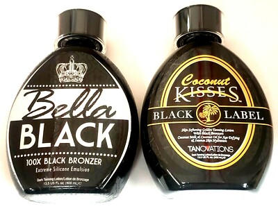 Lot of Bella Black 100X Bronzer & Coconut Kisses Black Label Tanning Bed Lotion