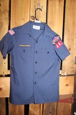 Boy Scouts of America BSA Youth Shirt Large SEWN on patches