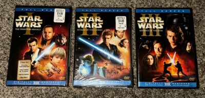NEW! Star Wars The Phantom Menace, Attack Of The Clones, Revenge Of The Sith DVD