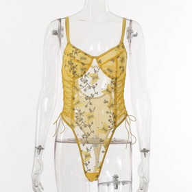 Womens Sexy Lingerie Sleepwear Lace Embroidery Mesh Lingerie Corset Underwear