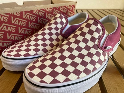 vans slip on purple checkerboard