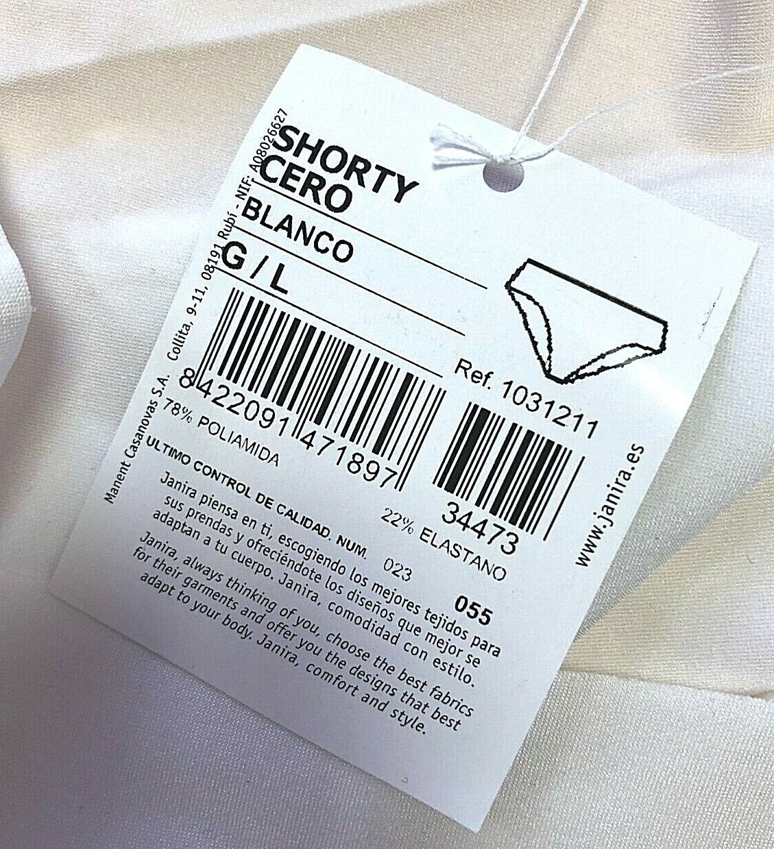 Womens Briefs UK Large White 1031211 Full Brief by Janira Shorty Cero  BNWT image 2
