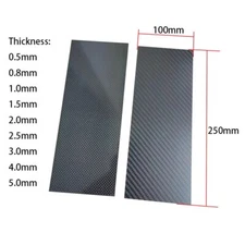 100mmx250mm 3K High Hardness Carbon Fiber Sheet 100% Pure Carbon Panel Board1pcs