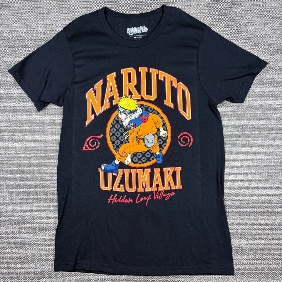 Camiseta Naruto Para Hombres M Uzumaki Hoja Oculta Pueblo Anime Dibujos Animados Negra Naranja Nueva Foto 2 de 4