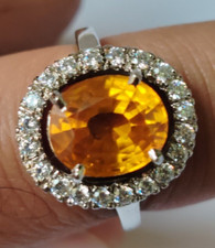 925 Sterling Silver Natural 25 Ct. Orange Sapphire Engagement Handmade Ring Gift
